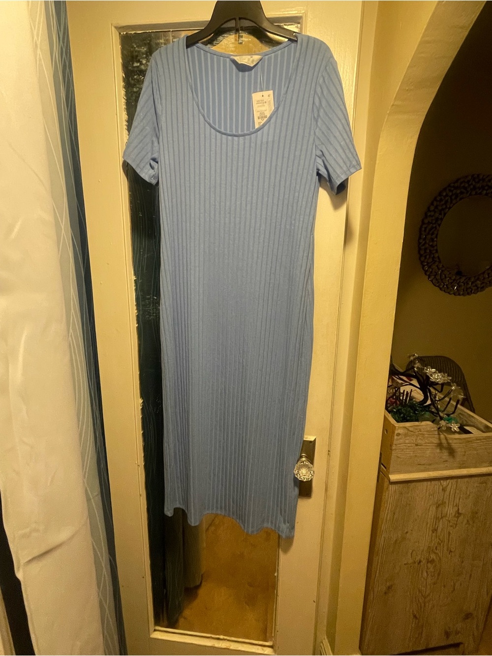 Primark Light Blue Ribbed Midi Dress